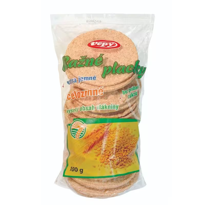 Placky ražné celozrnné 100g Vepy