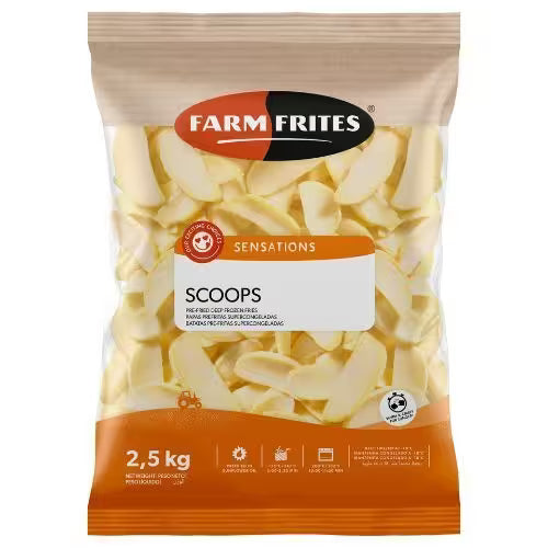 Mrazené Zemiakové plátky Scoops 2,5kg Farm Frites