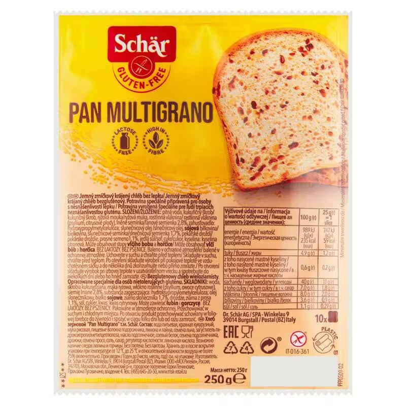 Chlieb Pan Multigrano bezgluténový 250g Schär