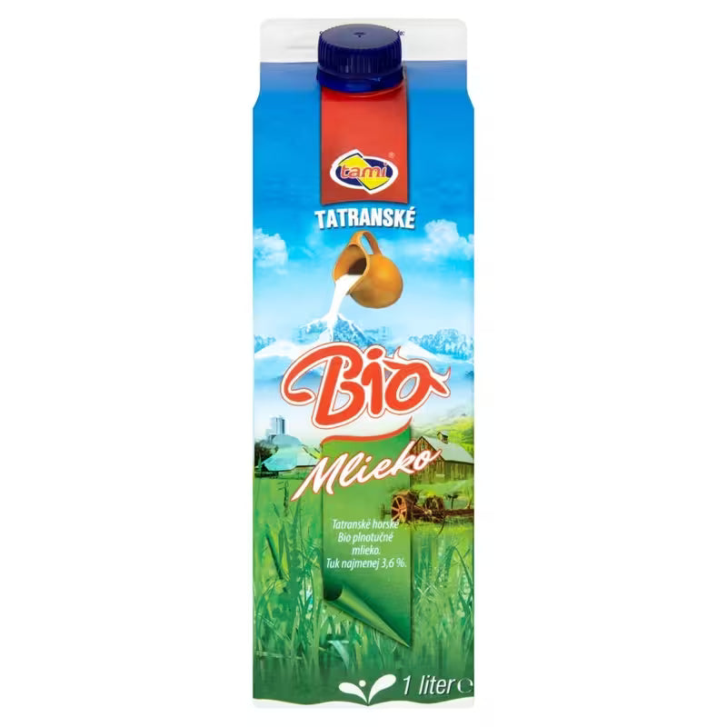 Mlieko plnotučné 3,6% Bio čerstvé 1l Tami