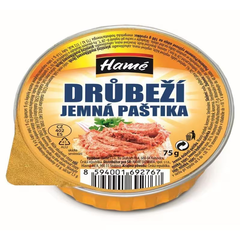Paštéta Jemná hydinová 75g Hamé