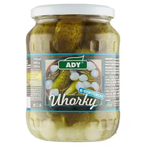 Uhorky sterilizované s cibuľkou 720ml (660g) Ady