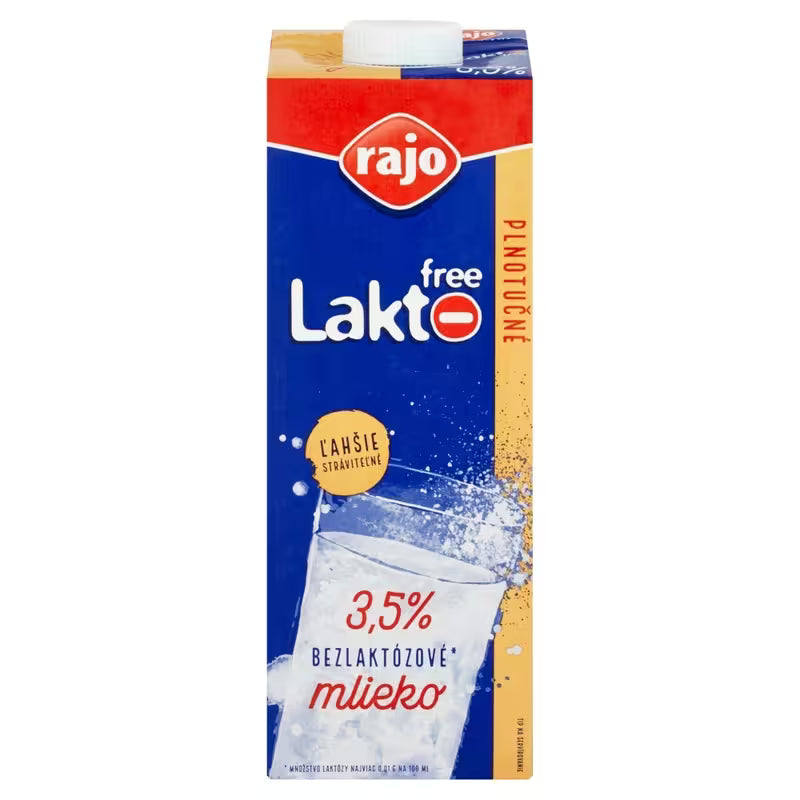 Mlieko plnotučné 3,5% bezlaktózové 1l Rajo