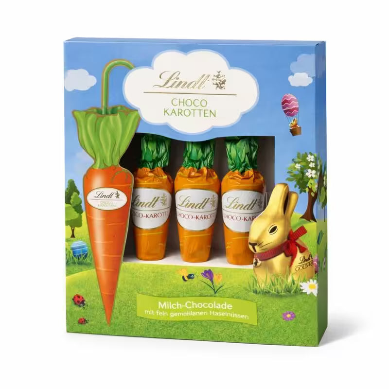 Lindt Choco Carrots mliečna čokoláda s orieškovou náplňou 4x13,5g