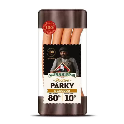 Párky Poctivé s goudou 180g, KU