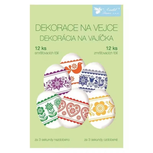 Dekorácia na vajíčka zmršťovacia trad. vzory 12ks