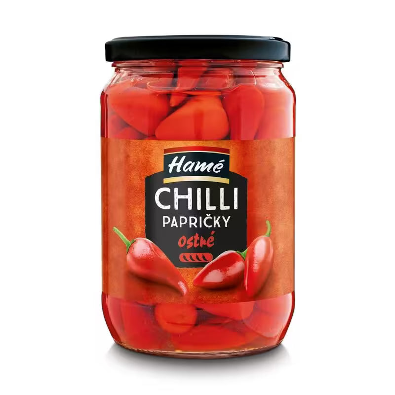 Chilli papričky ostré 720g Hamé
