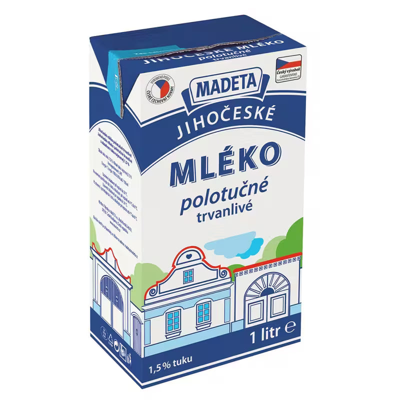 Mlieko polotučné jihočeské UHT 1,5% Madeta