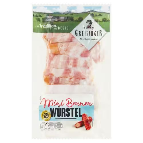 Párky Mini Berner so slaninou 250g Greisinger