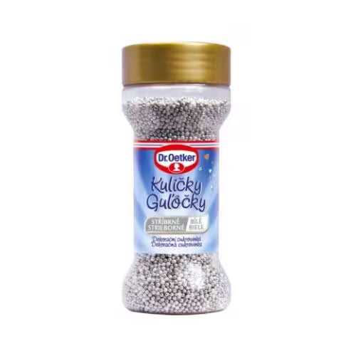 Zdobenie Guľôčky strieborné/biele 65g Dr. Oetker