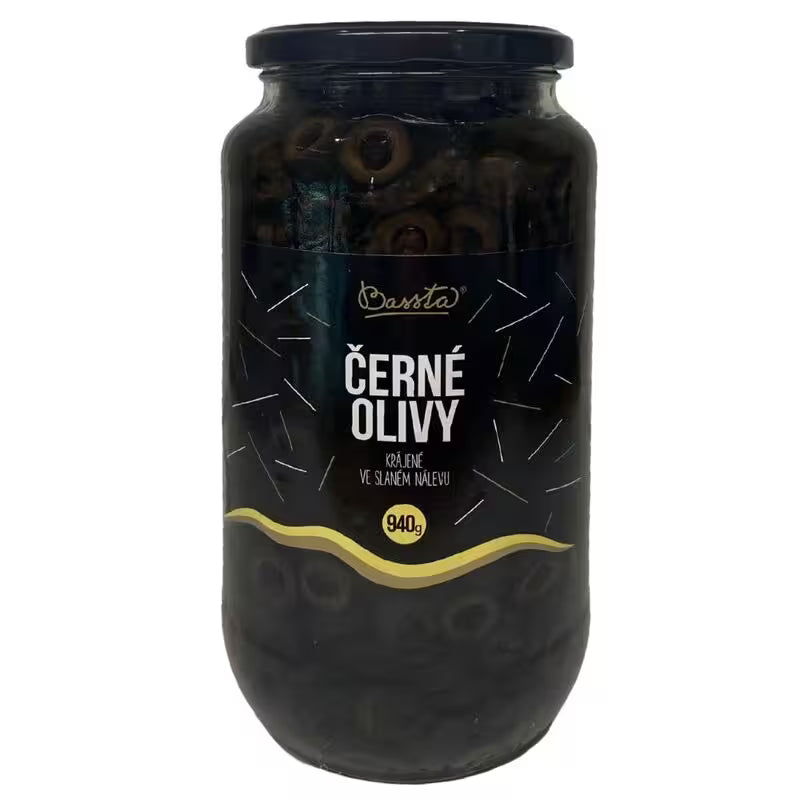 Olivy čierne krájané sklo 940g Bassta