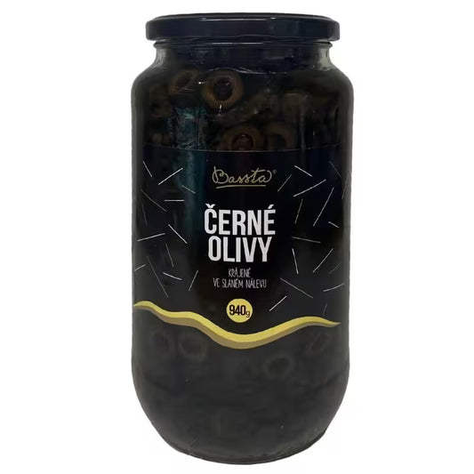 Olivy čierne krájané sklo 940g Bassta