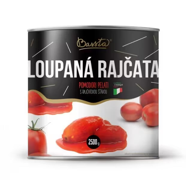 Paradajky lúpané celé 2,5kg Bassta