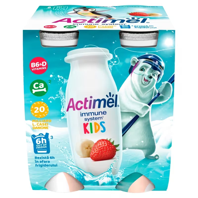 Jogurtový nápoj Actimel Kids jahoda banán 4x100g Danone