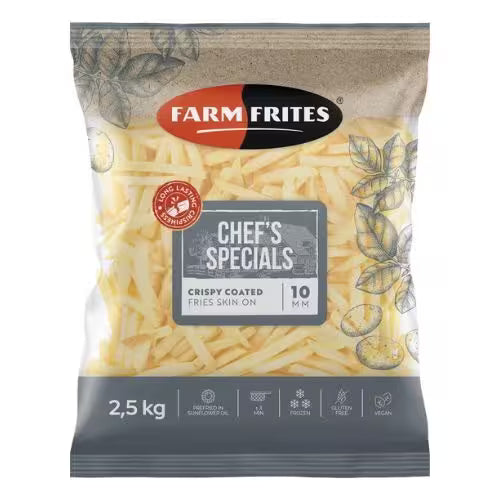 Mrazené Hranolky chrumkavé so šupkou 10/10mm 2,5kg Farm Frites