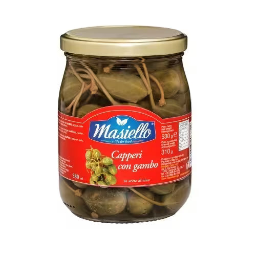 Kapary so stopkou v octovom náleve 530g Masiello