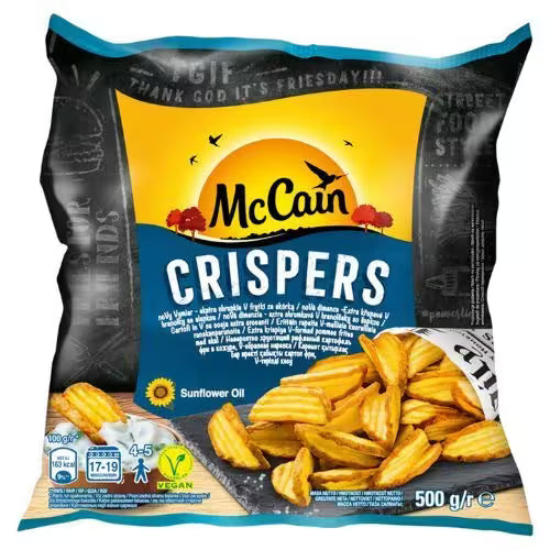 Mrazené Zemiakové vlnky Crispers so šupkou 500g McCain